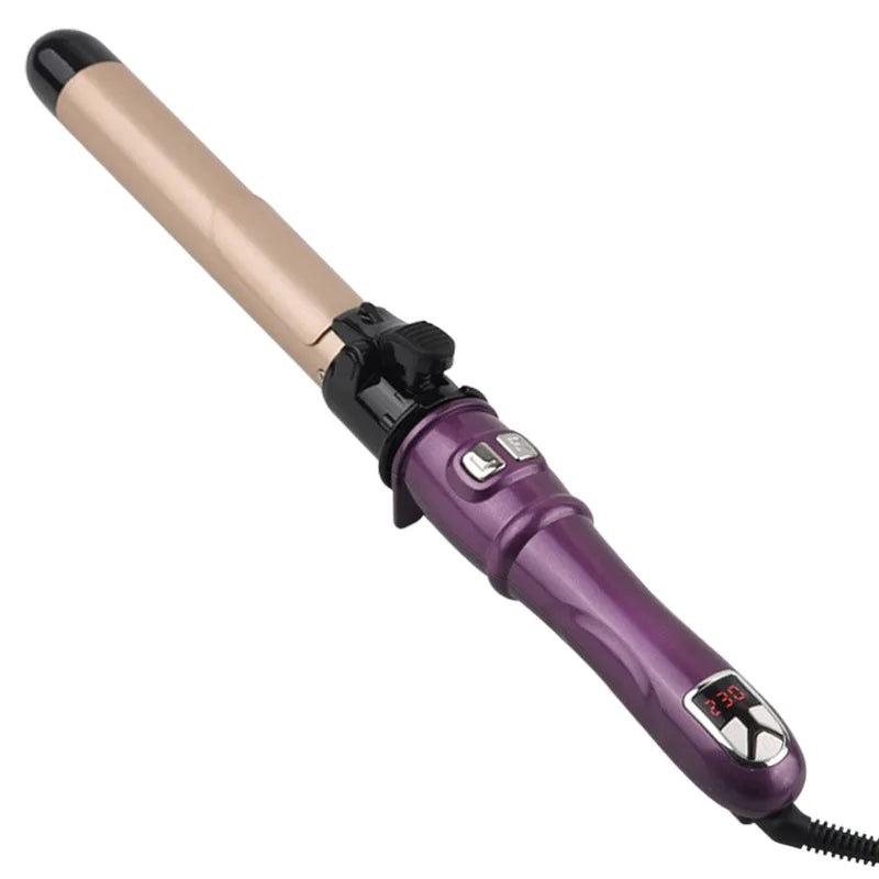 Automatic Hair Curler 1.1inches Rotating Curling Iron with LED Display Fast Heating Curling Wand Hair Curler for Home&Travel Use - Artigo Importado