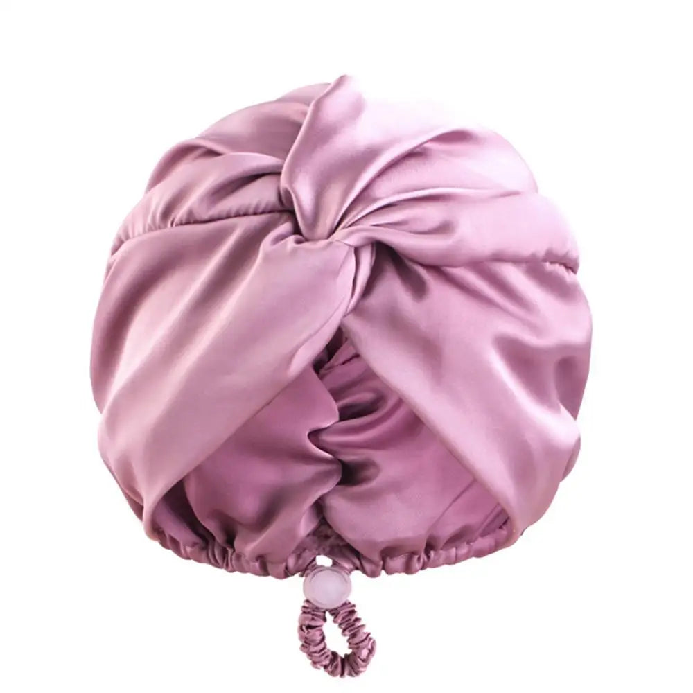 Pure Silk Turban Bonnets For Women Satin Sleeping Bonnet Hat Double Layer Twisted Hair Wrap Adjustable Silk Headwrap Hair Bonnet - Artigo Importado