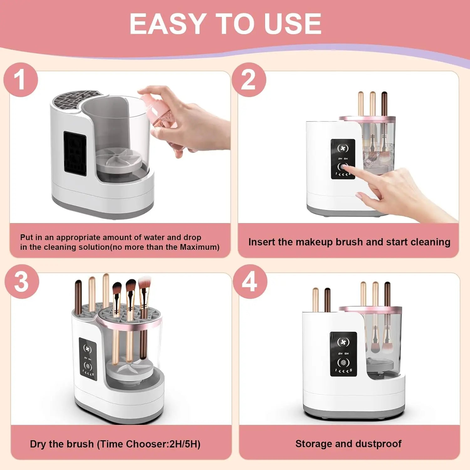 Electric Makeup Brush Cleaner and Dryer,3 in 1 Multi-Functional Efficient Automatic Cosmetic Cleaning for All Size Beauty Brush - Artigo Importado