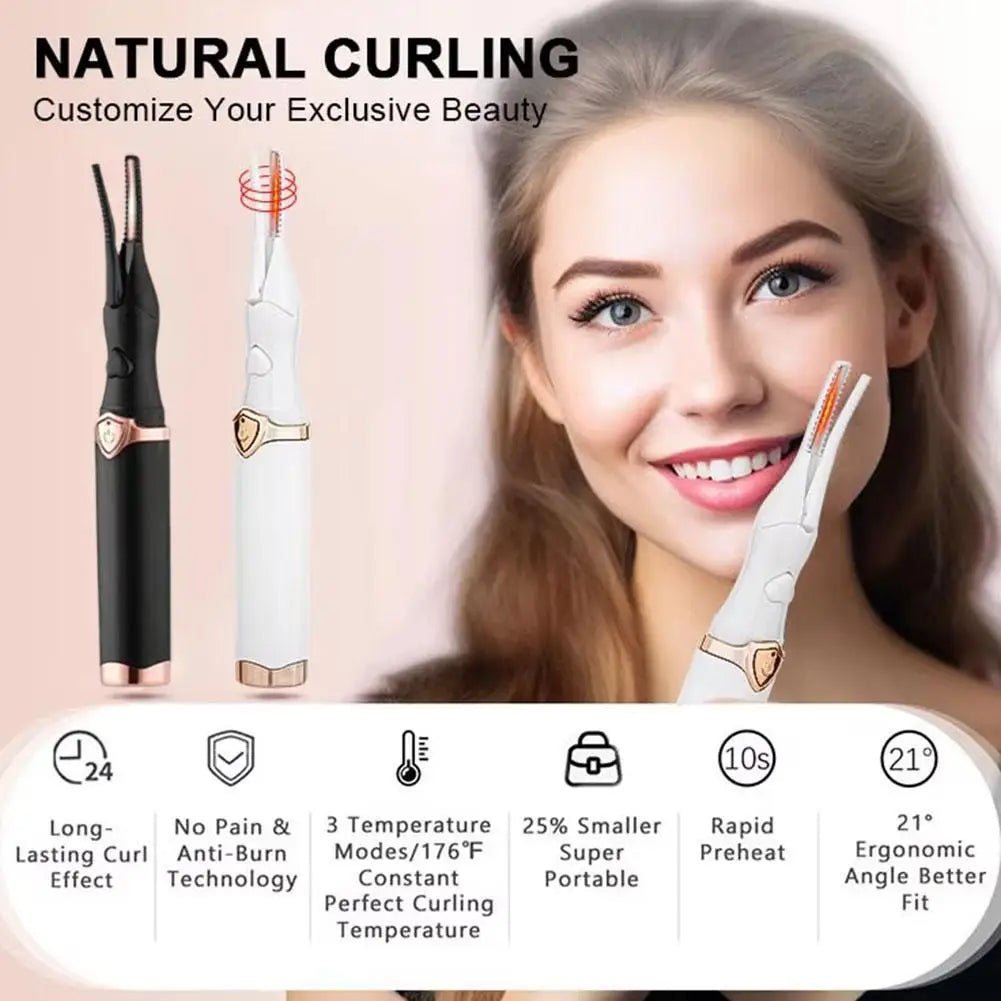 Thermal Eyelash Curler New Electric Heated Eyelash Curler Portable Intelligent Temperature Control Styling Make Up Beauty Tool - Artigo Importado