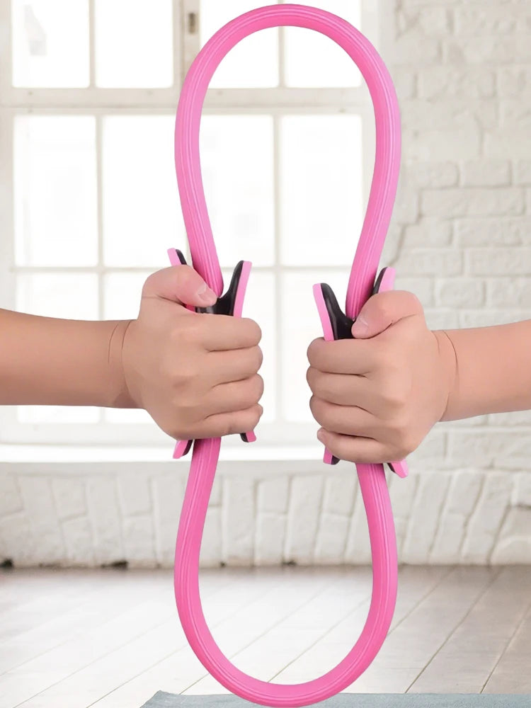 Pilates Ring Fitness Circle with Non Slip Handles Flexible Resistance Exercise Equipment for Toning Inner & Outer Thighs - Artigo Importado