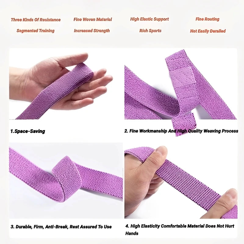 Resistance Bands Set for Working Out Non-Slip Exercise Booty Bands for Women Men Leg and Glutes with Hair Ties and Tape Measure - Artigo Importado