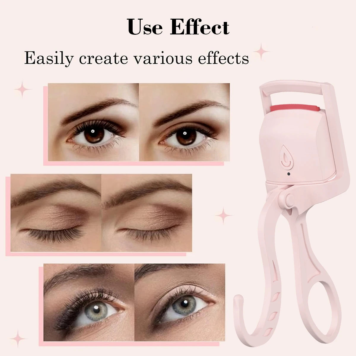 Heated Eyelash Curler-USB Rechargeable Electric Eyelash Curler- Eyelash Curlers Heated Fast Heat Up - Artigo Importado