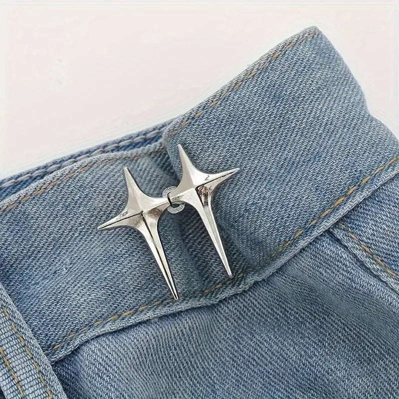 1 Pair Waist Buckle, A Star Shaped Waist Buckle Decorative Buttons, No Sewing, Detachable Button For Waist Adjustment - Artigo Importado