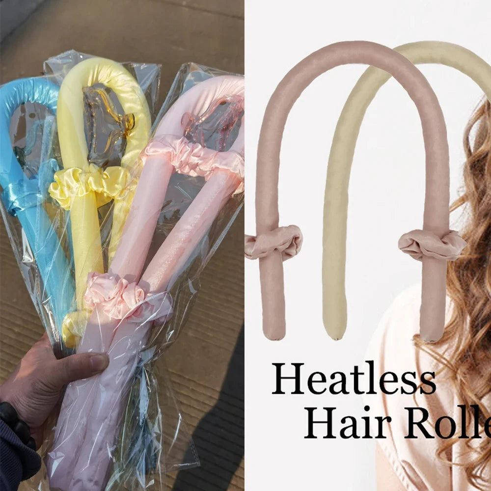 Heatless Curling Rod Headband Ribbon Silk Hairwear Curlers Lazy Curling No Heat Sleeping Soft Curler for Girl Woman Styling Tool - Artigo Importado