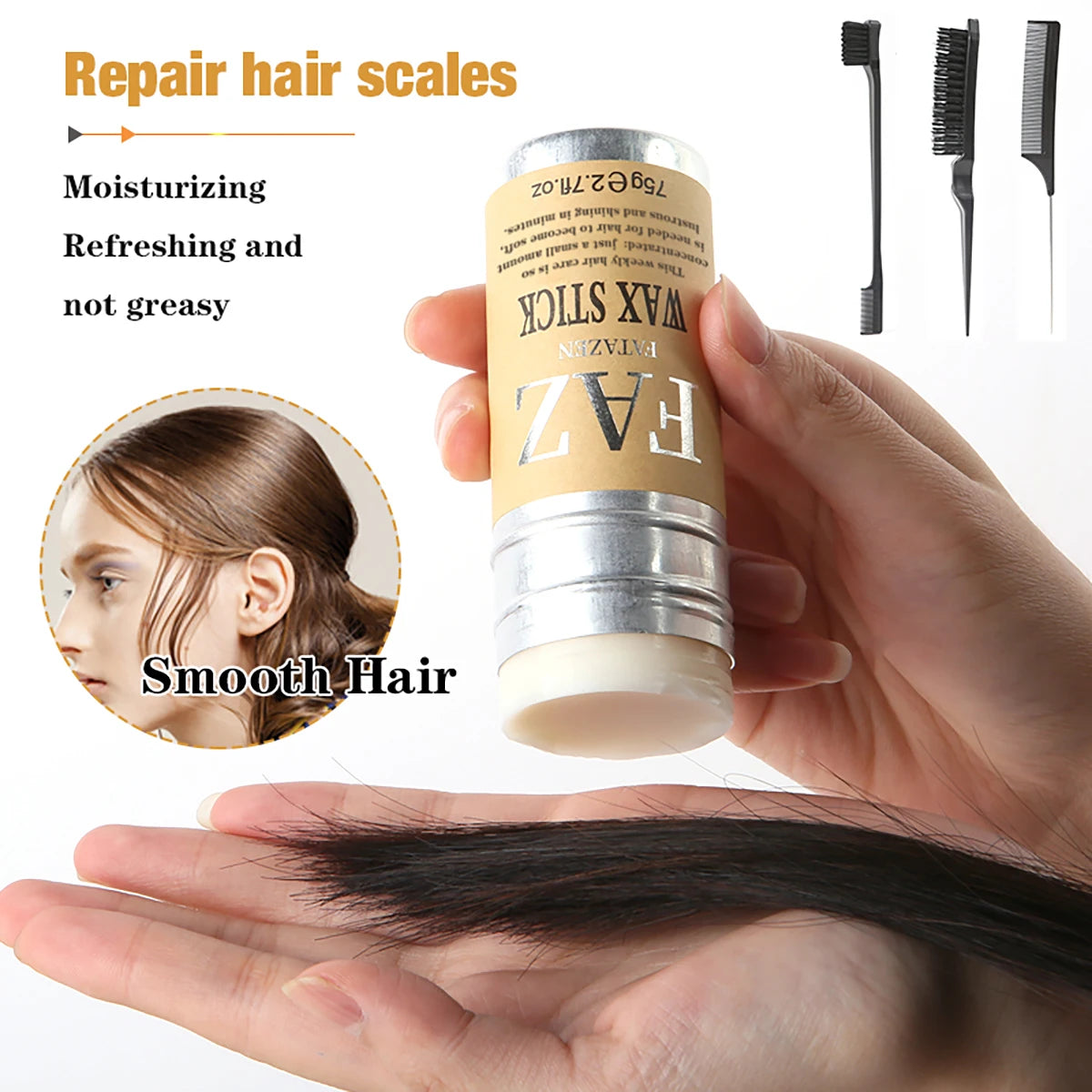 75g/1pcs Hair Styling Wax Stick,Refreshing Non-Greasy，Suitable For Controlling Frizzy And Unruly Edges Of Natural Or Wig Hair - Artigo Importado