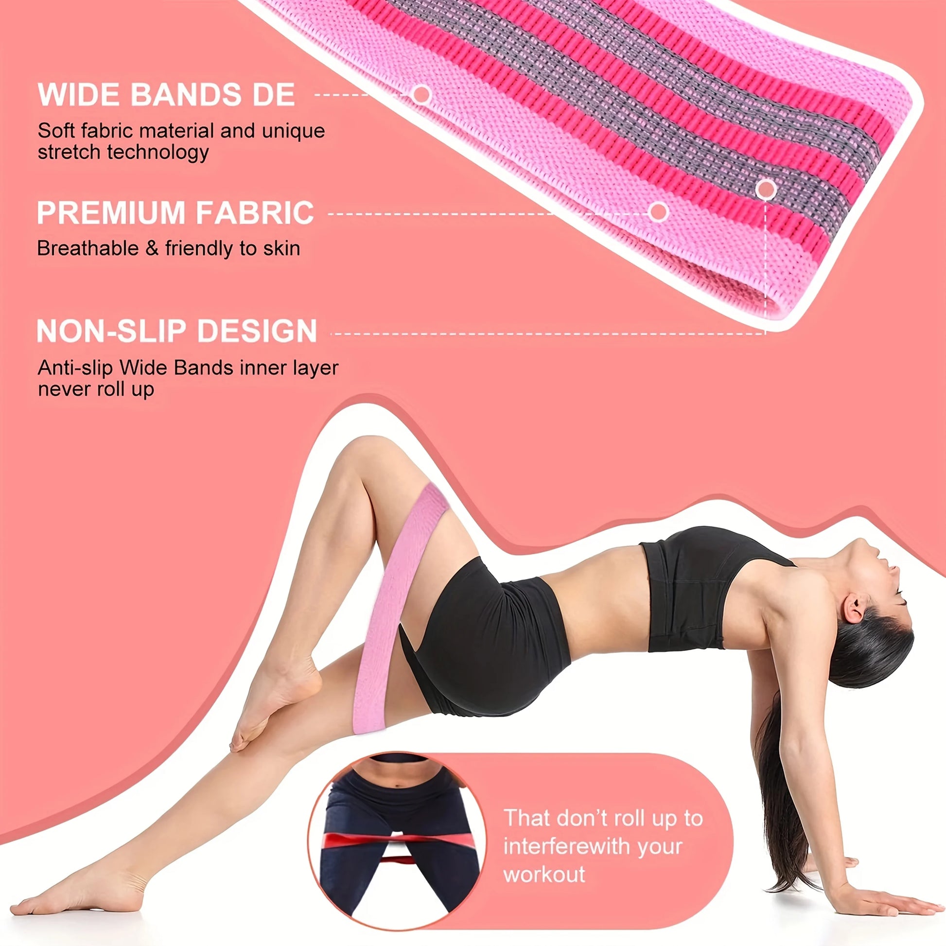 Fabric Resistance Hip Booty Bands Elastic Glute Thigh Workout Squat Circle Stretch Fitness Strips Loops Yoga Gym Equipment - Artigo Importado