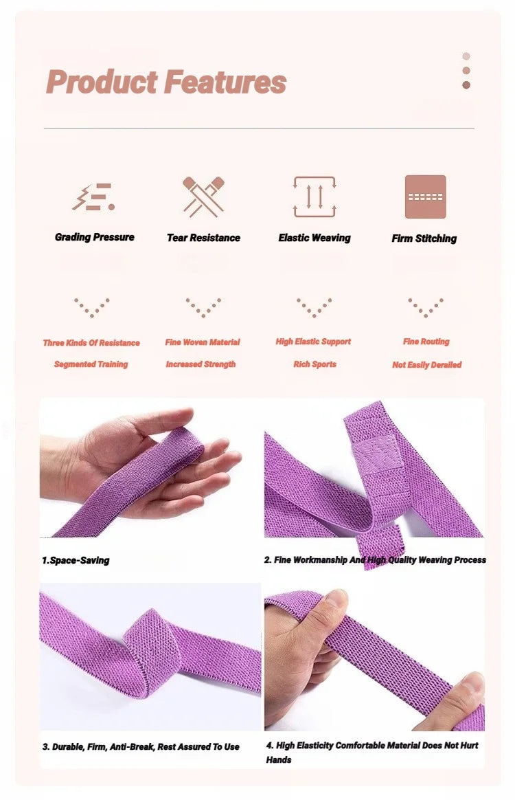 Resistance Bands Set for Working Out Non-Slip Exercise Booty Bands for Women Men Leg and Glutes with Hair Ties and Tape Measure - Artigo Importado