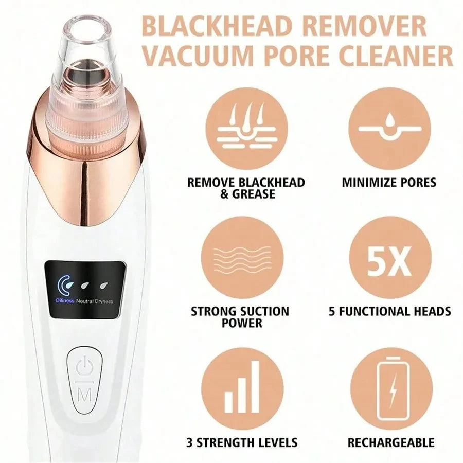 Electric Blackhead Remover Vacuum Cleaner Black Spots Removal Facial Deep Cleansing Pore Cleaner Machine Face Skin Care Tools - Artigo Importado