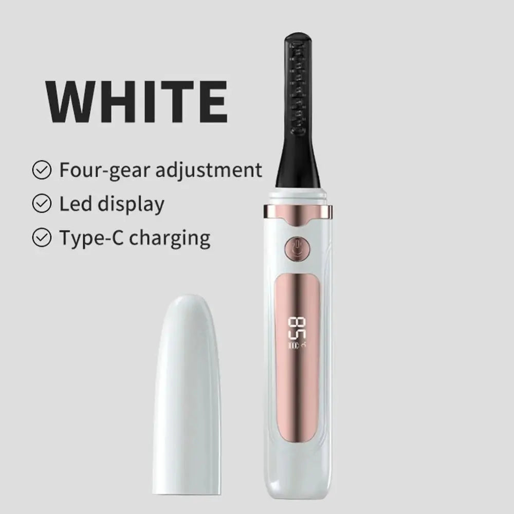 Long Lasting Electric Heated Eyelash Curler Anti-scald 4 Modes Temperature Portable Eyelash Curling Device Natural-Looking - Artigo Importado