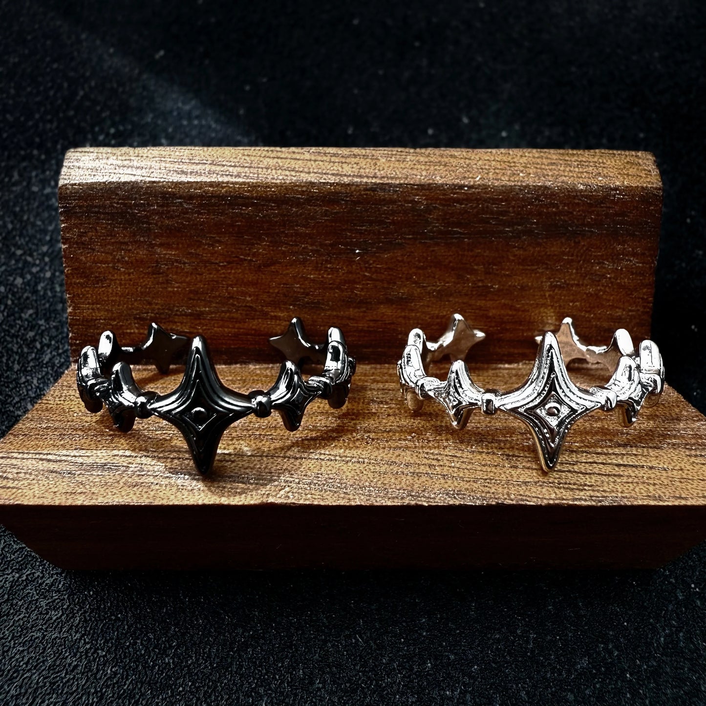 Retro Twinkle Stars Adjustable Open Ring For Women Silver-plated Copper Gothic Punk Edgy Jewelry Trendy Accessories Gift for Her - Artigo Importado