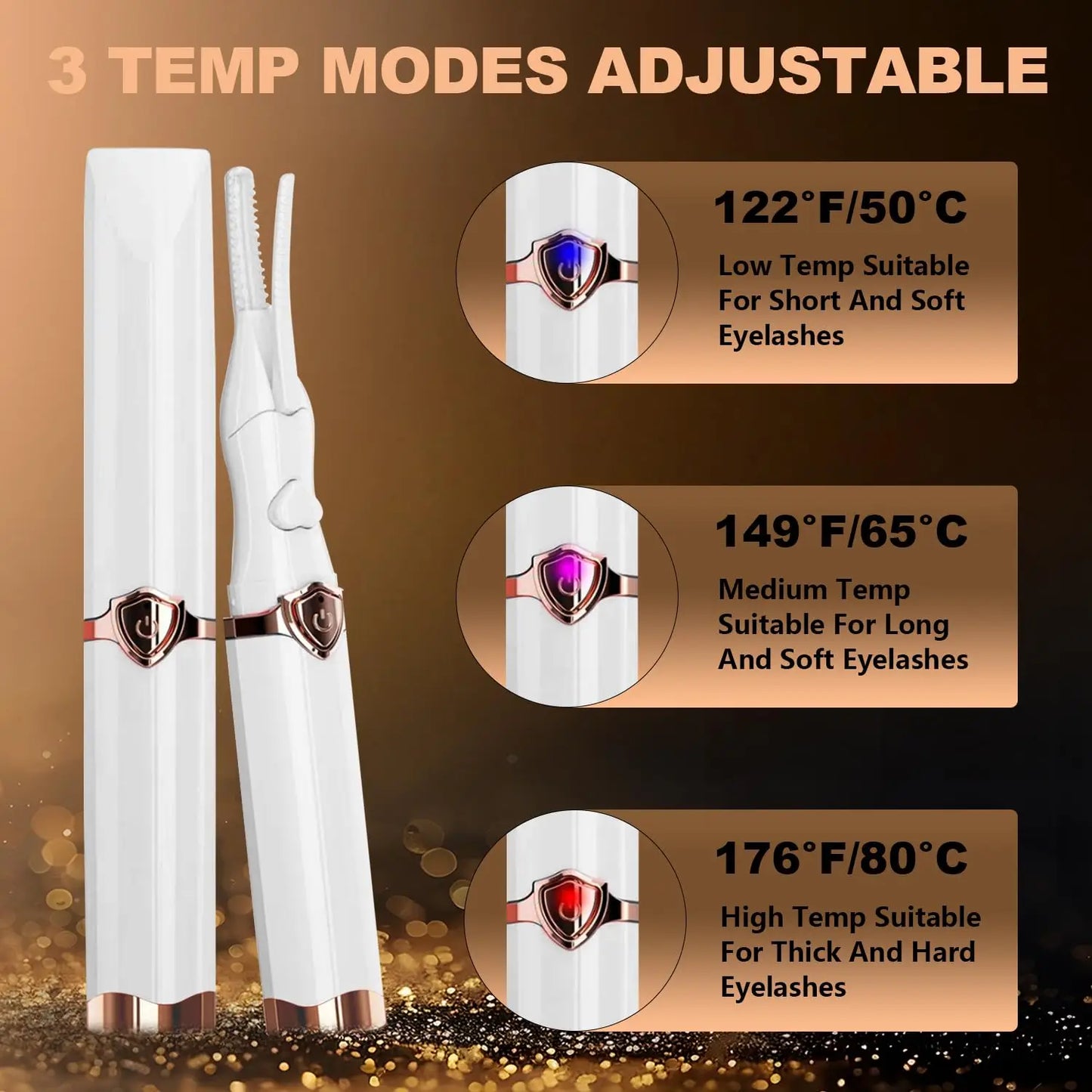 Heated Eyelash Curler 2-in-1 Clip-Type Design 3 Temperature Modes USB Rechargeable Electric Eyelash Curler for Women Girls Gift - Artigo Importado