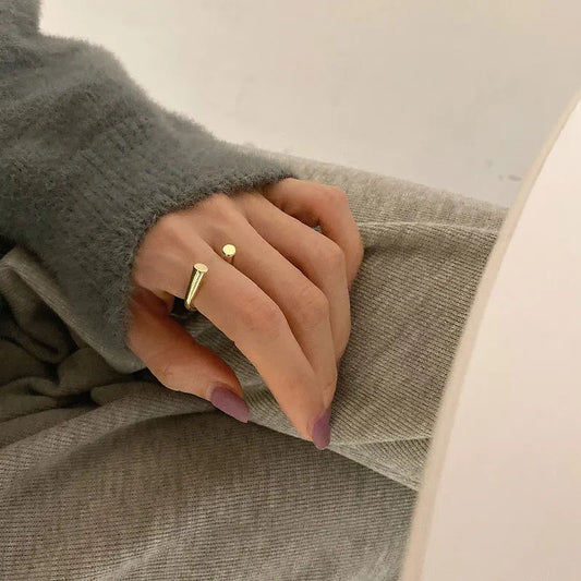 Minimalist Gold Color Open Rings 2025 New INS Fashion Luxury Jewelry For Women Elegant Party Accessories Gifts - Artigo Importado