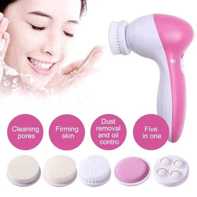 Electric 5 IN 1 Electric Facial Cleaner Brush Wash Machine Spa Skin Care Massage Blackhead Cleaning Facial Cleanser Tools - Artigo Importado
