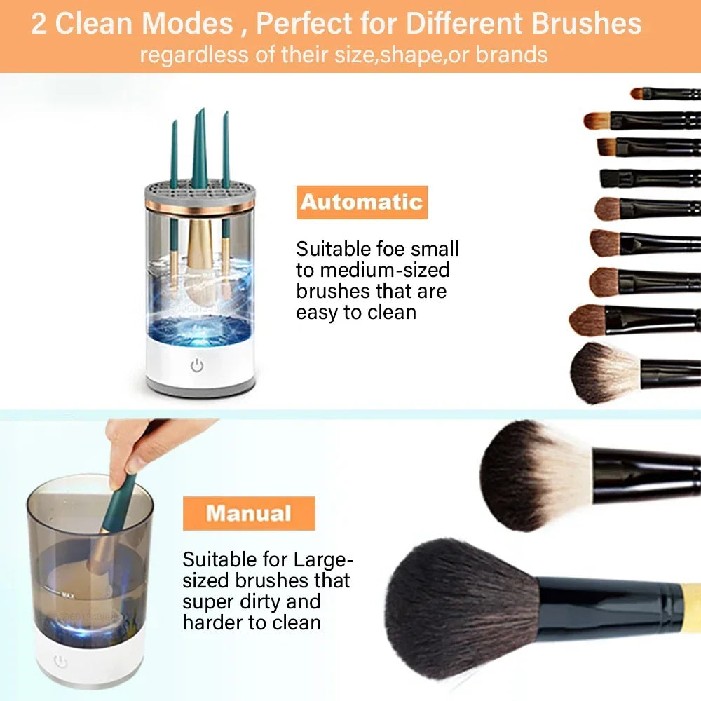 Electric Makeup Brush Cleaner Rechargeable Makeup Brushes Cleaning Tool Automatic Makeup Brush Cleaning Stand Device - Artigo Importado