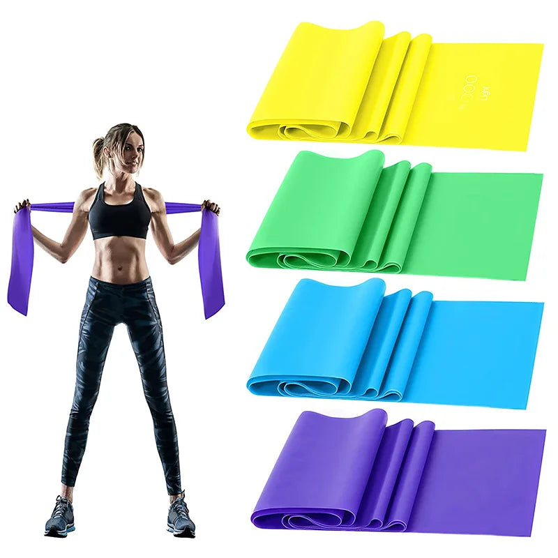 Resistance Bands Set TPE Elastic Band 4 Resistance Levels Exercise Workout Recovery Fitness Yoga Pilates Rehab Strength Training - Artigo Importado