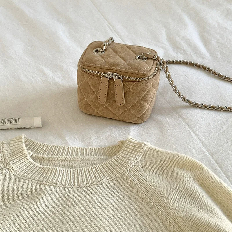 Mini Denim Crossbody Bags for Women 2026 Lingge Chains Shoulder Bag Fashion Brands Box Bag Lipstick Coins Purses and Handbags - Artigo Importado