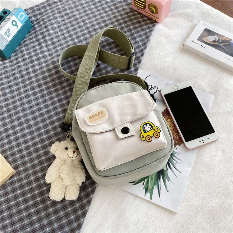 Mini Crossbody Bag for Women 2023 Fashion Small Female Canvas Shoulder Bags Korean Phone Purse Cute Students Purse Flap Bolsas - Artigo Importado