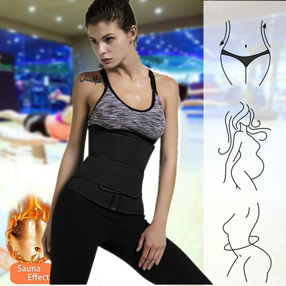 1pc Waist Trainer Slimming Body Shaper Fitness Belt Weight Loss Fat Burning Sport Girdle Sweat Trimmer Workout Cincher Shapewear - Artigo Importado
