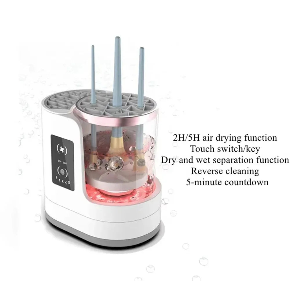 USB Electric Makeup Brush Cleaner 3-in-1 with Automatic Quick-Drying Support Device - Makeup Brush Cleaning And Drying Book Tool - Artigo Importado