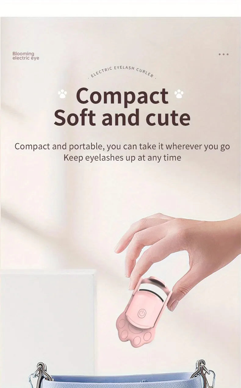 Electric Heated Eyelash Curler for Lasting Styling Portable Lash Lift Tool Intelligent Natural Curling with USB Rechargeable - Artigo Importado