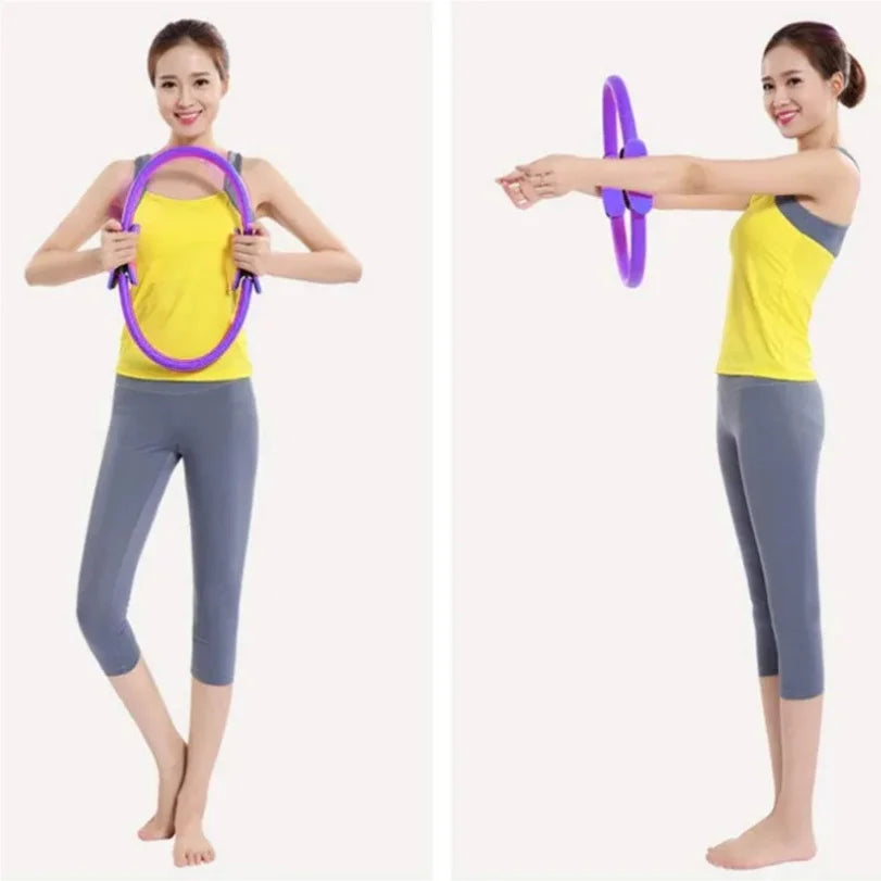 Yoga Pilates Ring Durable Non-Slip Exercise Circle Magic Exercise Circle with Dual Grip for Thigh Pelvic Floor Muscle Training - Artigo Importado
