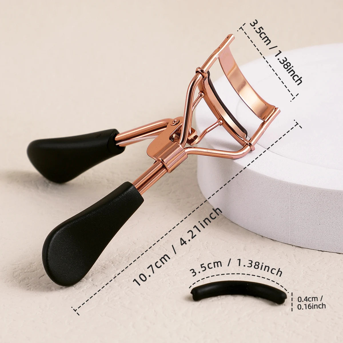 Portable Eyelash Curler with 15 Silicone Pads and Stainless Steel Eyelash Curler, Used for Eyelash Extension and Curling Tools - Artigo Importado