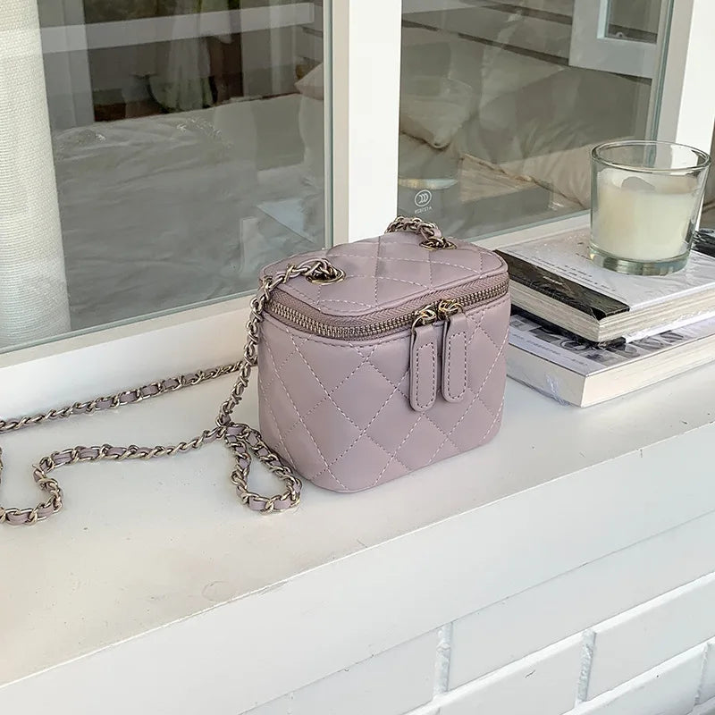 Mini Denim Crossbody Bags for Women 2026 Lingge Chains Shoulder Bag Fashion Brands Box Bag Lipstick Coins Purses and Handbags - Artigo Importado