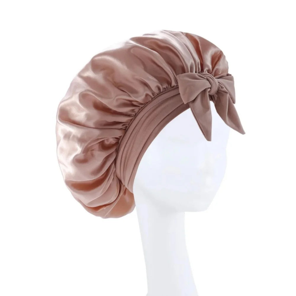 Satin Silk Hair Bonnet | Adjustable Tie Band | Sleep Bonnet for Women Men | Unisex Protective Headwear - Artigo Importado