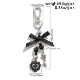 IngeSight.Z New Goth Black Bowknot Keychain Women 2024 Classic Cross Love Heart Key Ring Ladies Halloween Jewelry Gift - Artigo Importado