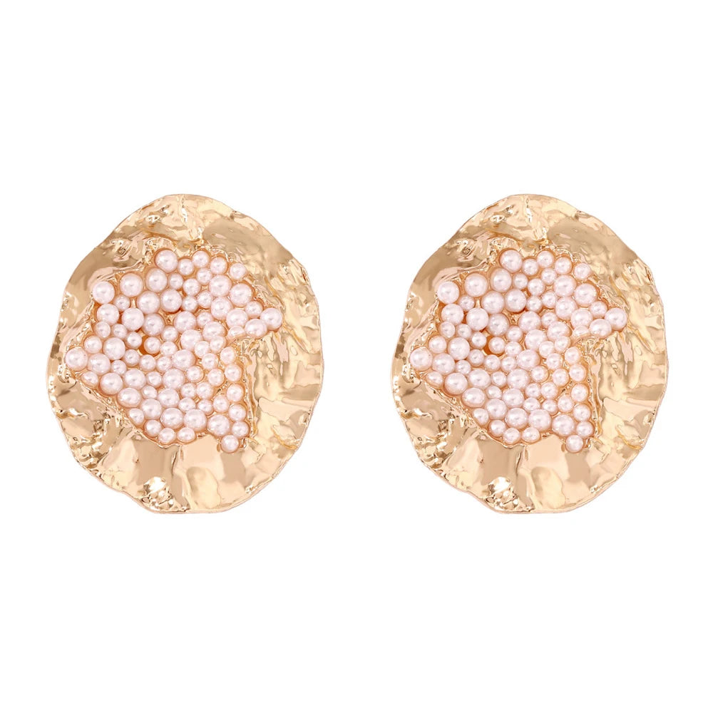 Statement Metal Round Exaggerated Earrings Trend for Women Wholesale 2025 Fashion Colorful Rhinestone Earrings Wedding Jewelry - Artigo Importado