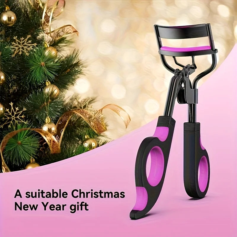 Women's Eyelash Curler Heavy-Duty & Ergonomic Handle with Contoured Design Black & Pink with Pink Tips Long-Lasting Lift - Artigo Importado