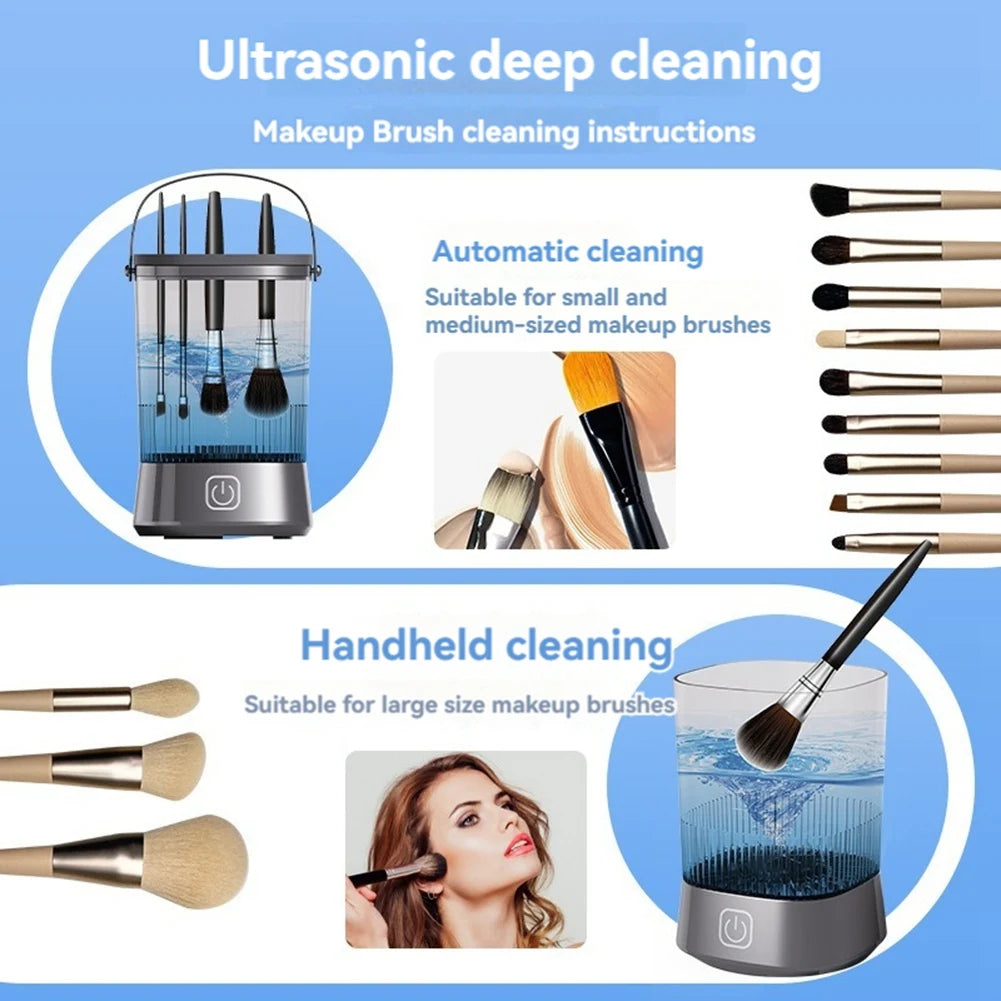 Electric Makeup Brush Cleaner With Clean Mat USB Automatic Rotation Makeup Brush Cleaner For Makeup Lovers Women HOT! - Artigo Importado