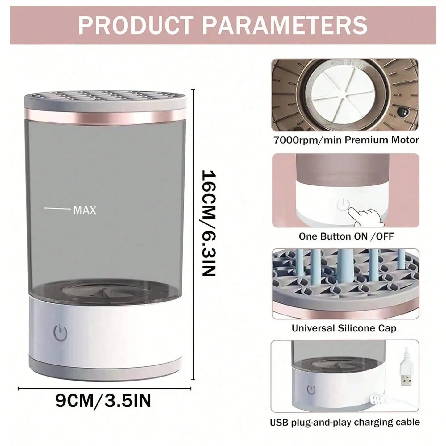 Electric Makeup Brush Cleaner Deep-Cleans All Brush Types, Removes Bacteria, And Protects Skin. - Artigo Importado