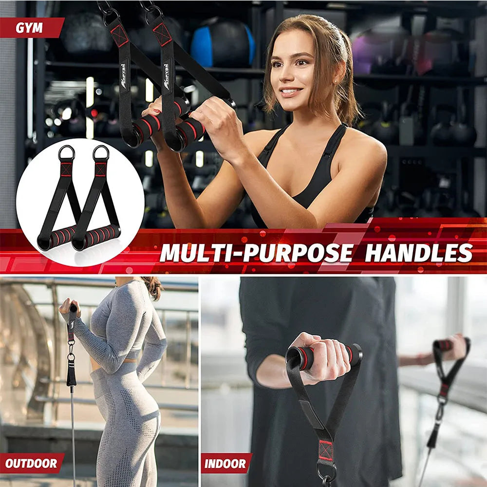 Resistance Bands Handle Bar Attachment Station Fitness Pulley Strap Exercise Home Gym Training Accessories Workout Equipments - Artigo Importado