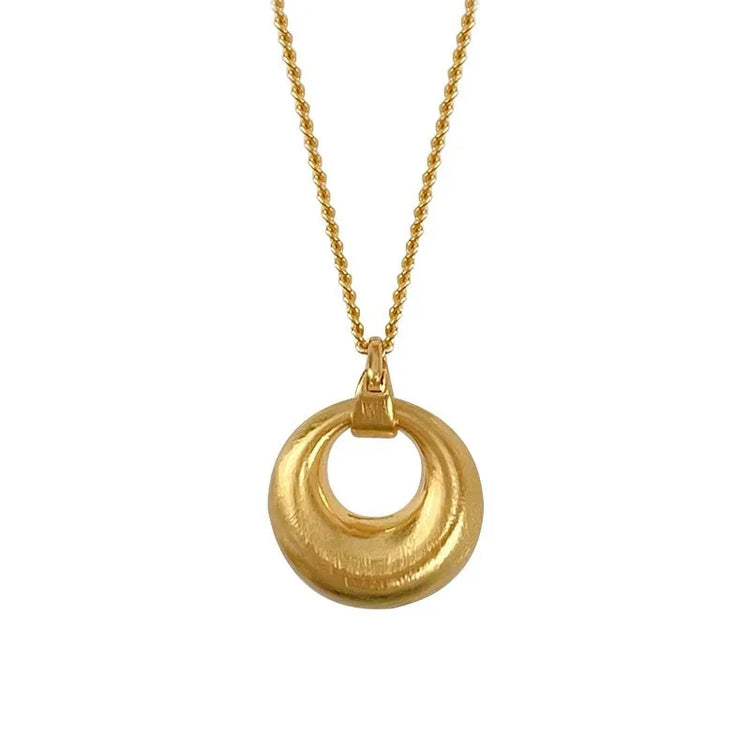 Minimalist new in fashion light luxury brushed round pendant necklace exquisite and High quality collar chain banquet jewelry - Artigo Importado
