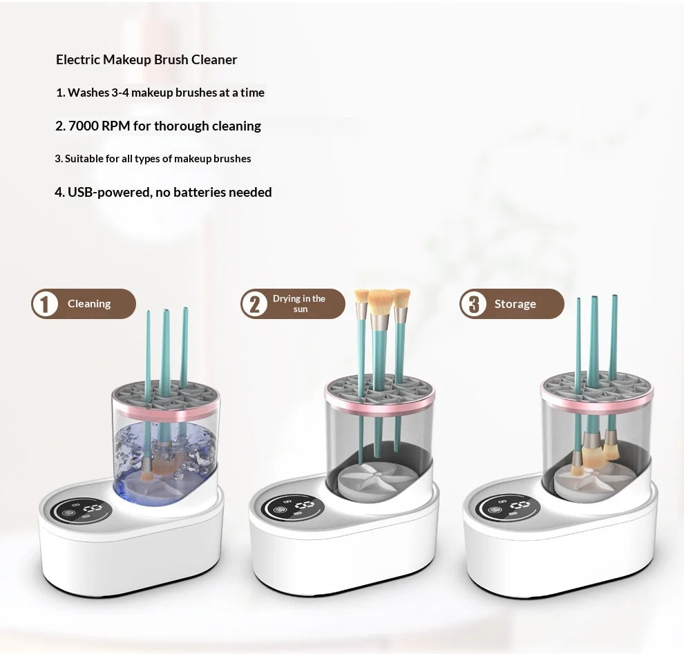 Makeup Brush Cleaner  Electric Drying and Brush-washing A Fully Automatic Cleaning Tool That Doesn't Damage The Bristles - Artigo Importado