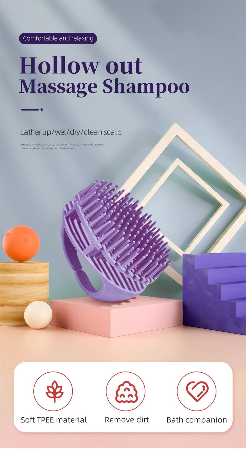 Silicone Shampoo Scalp Hair Massager Head Body Scalp Massage Brush Hair Washing Brush Scalp Exfoliator Brush Head Scrubber Tools - Artigo Importado