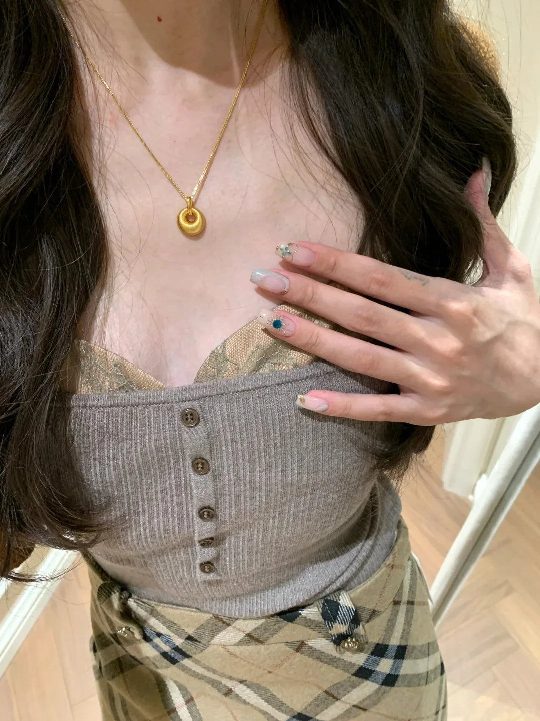 Minimalist new in fashion light luxury brushed round pendant necklace exquisite and High quality collar chain banquet jewelry - Artigo Importado