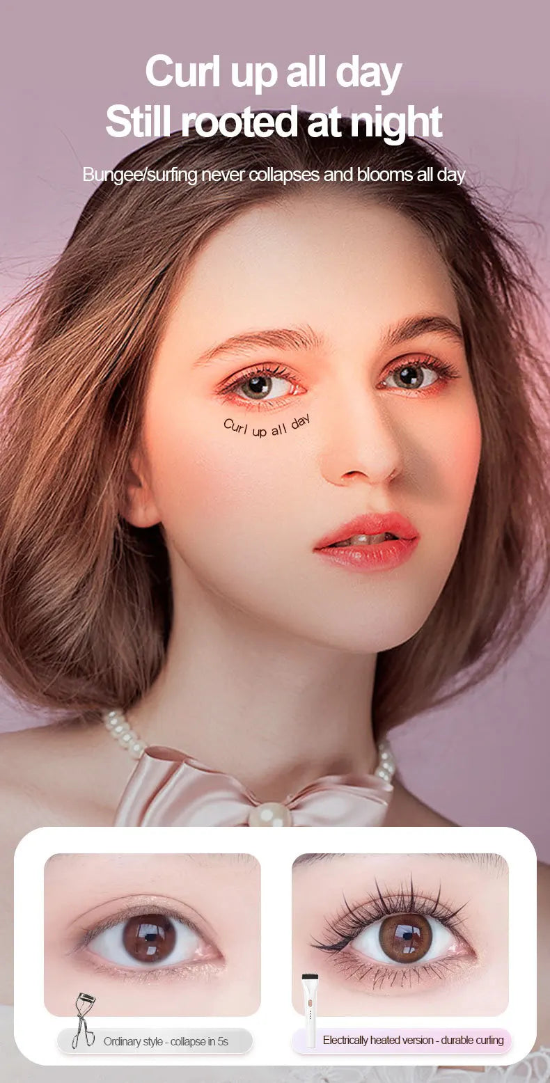 Heated Eyelash Curler Electric 3Modes Eye Lashes Eyelash Grafting Long Lasting Makeup Tools Hot Viewer for hot beulah - Artigo Importado