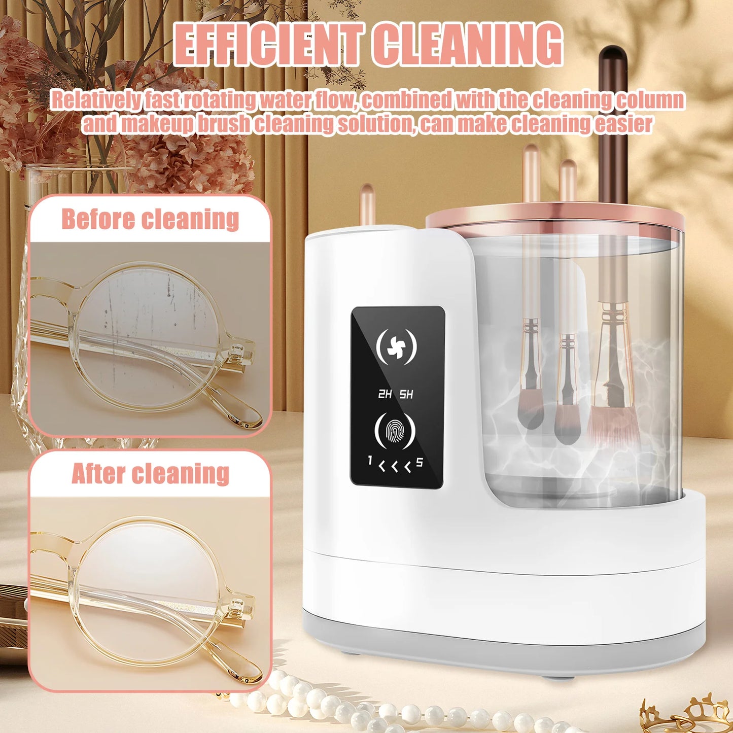 Electric Makeup Brush Cleaner Portable 3 In 1 Makeup Brushes Drying Rack USB Rechargeable Makeup Brushes Cleaning Tool for Women - Artigo Importado