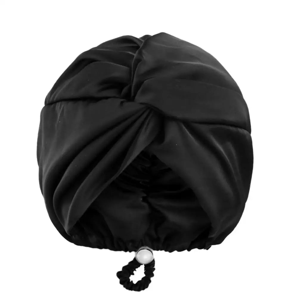 Pure Silk Turban Bonnets For Women Satin Sleeping Bonnet Hat Double Layer Twisted Hair Wrap Adjustable Silk Headwrap Hair Bonnet - Artigo Importado