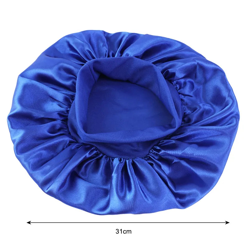 New Satin Wide Brim Nightcap Silky Bonnet Hair Wrap for Sleeping Sleep Cap With Elastic Soft Band Styling Cap Hair Wrapping Tool - Artigo Importado