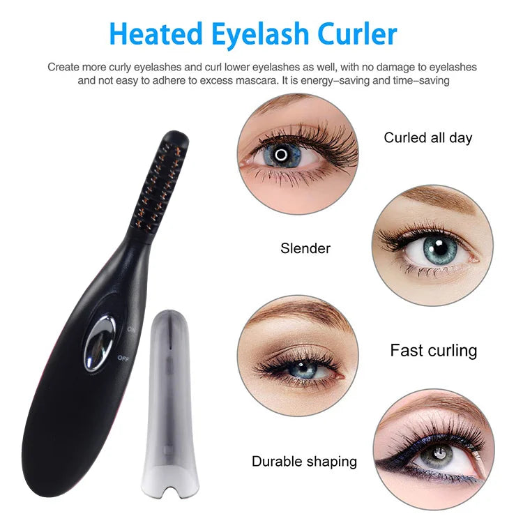 New Women Makeup Electric Heated Eyelash Curler Long Lasting Eye Lash Perm Heated Eyelashes Clip Automatic Tool - Artigo Importado