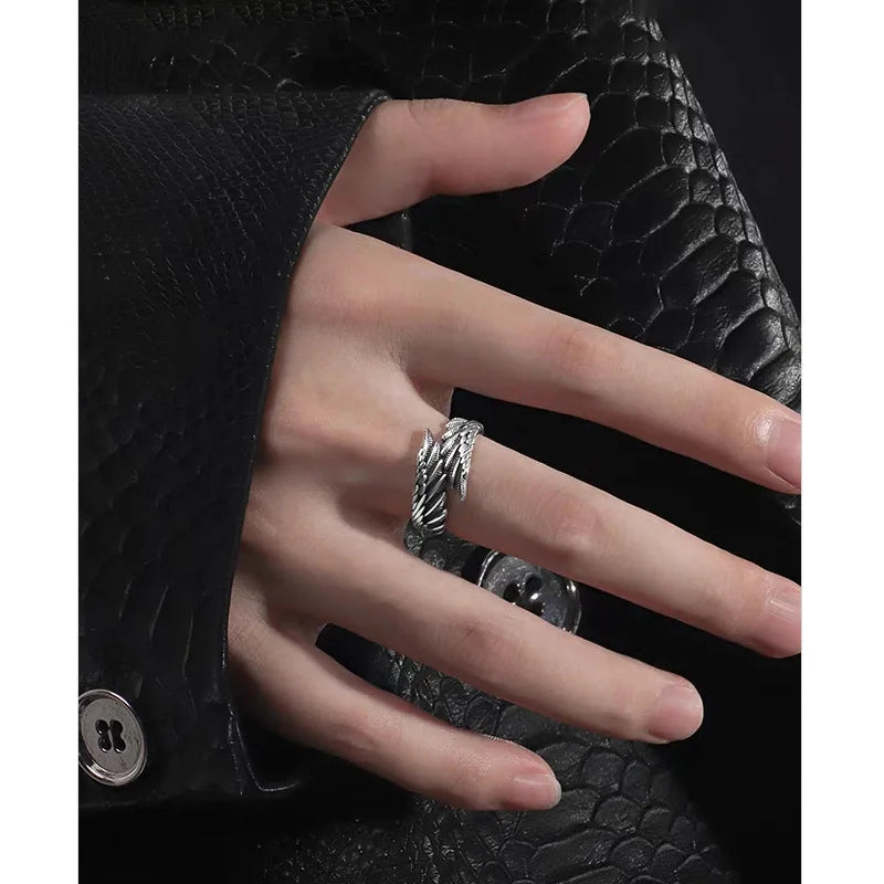 Retro Angel Demon Wings Creative Ring For Men Women Punk Gothic Open Ring Handmade Unisex Jewelry Accessories Gift For Lovers - Artigo Importado