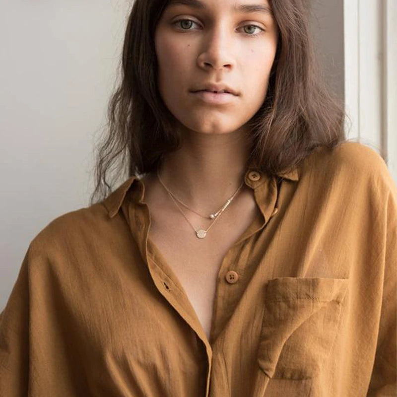 Layered Coin Necklace Handmade Pearl Jewelry Gold Filled Choker Handmade Gold Collier Femme Kolye Collares Boho Women Jewelry - Artigo Importado