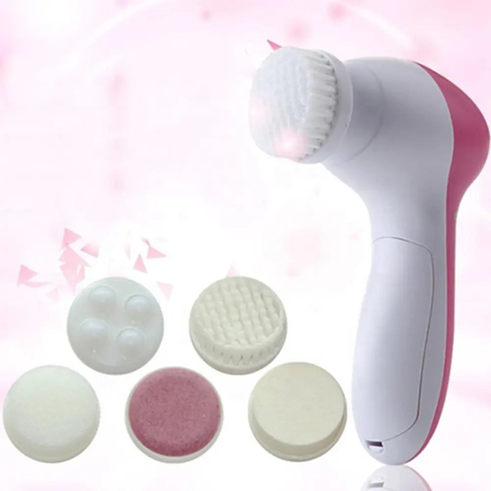 Electric 5 IN 1 Electric Facial Cleaner Brush Wash Machine Spa Skin Care Massage Blackhead Cleaning Facial Cleanser Tools - Artigo Importado