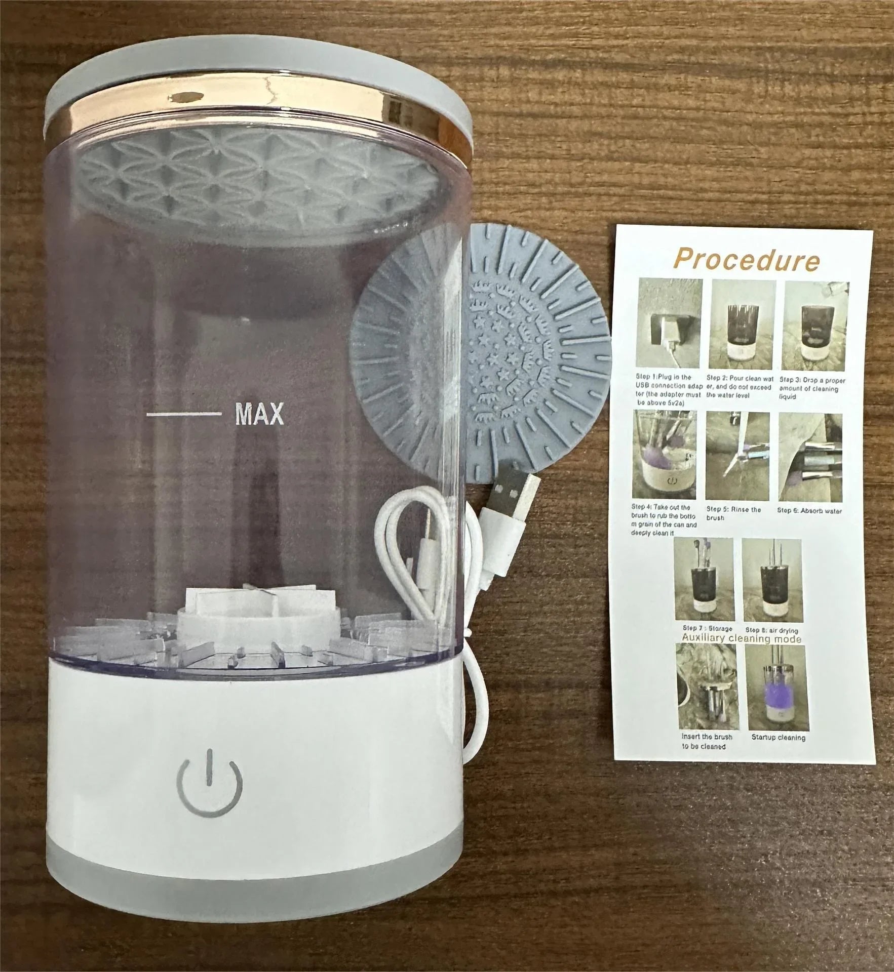 1PC Electric Makeup Brush Cleaner Rechargeable Makeup Brushes Cleaning Tool Automatic Makeup Brush Cleaning Stand Device - Artigo Importado