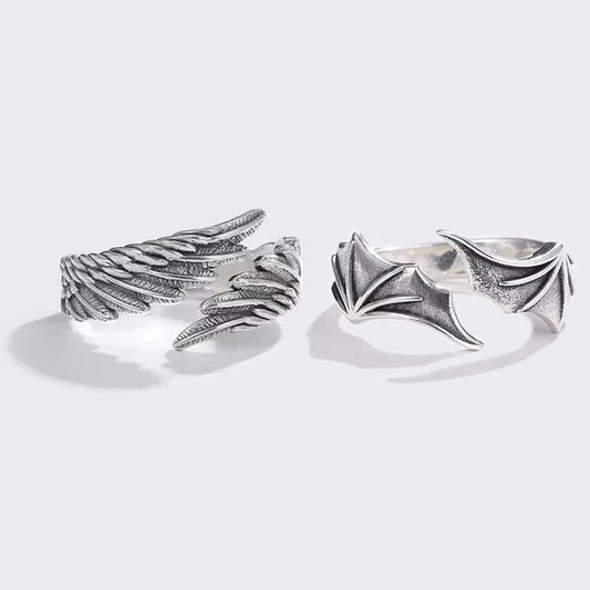 Retro Angel Demon Wings Creative Ring For Men Women Punk Gothic Open Ring Handmade Unisex Jewelry Accessories Gift For Lovers - Artigo Importado
