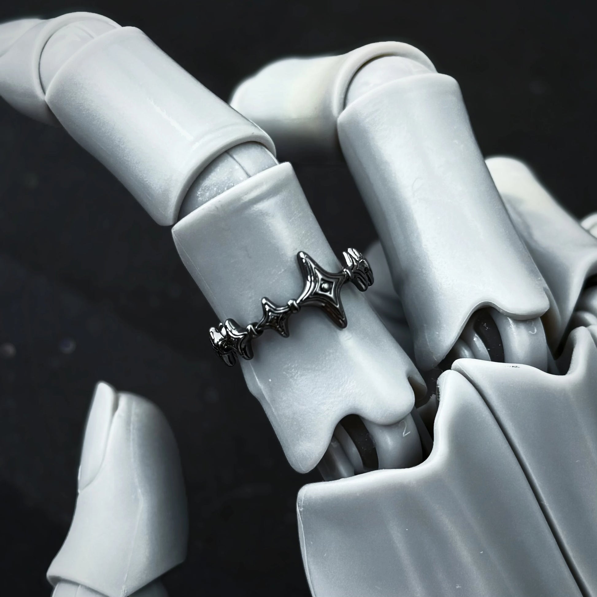 Retro Twinkle Stars Adjustable Open Ring For Women Silver-plated Copper Gothic Punk Edgy Jewelry Trendy Accessories Gift for Her - Artigo Importado